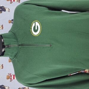 Green Bay Packers 1/4 zip embroidered logo green & white LG pullover sweatshirt